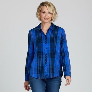 New York & Company 7th Avenue Structured Plaid Button-Down Shirt